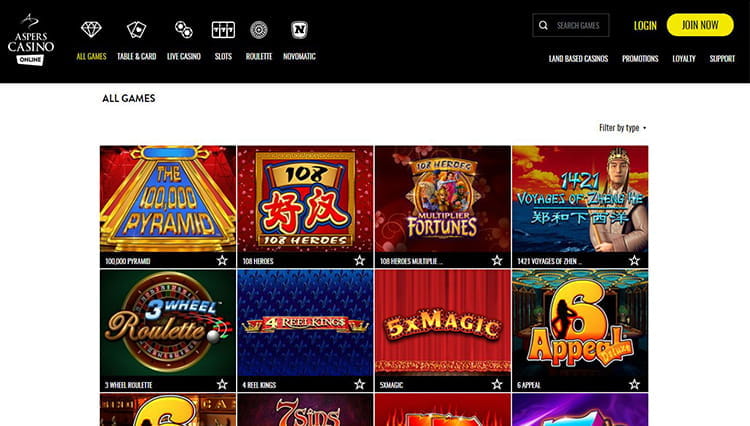aspers game selection