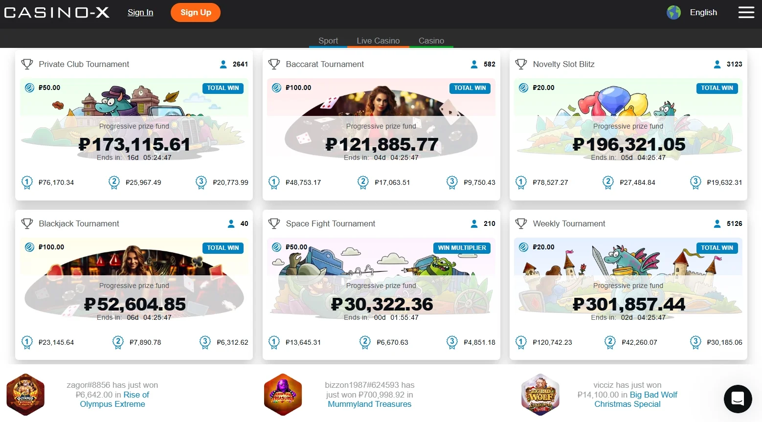 casino x tournaments