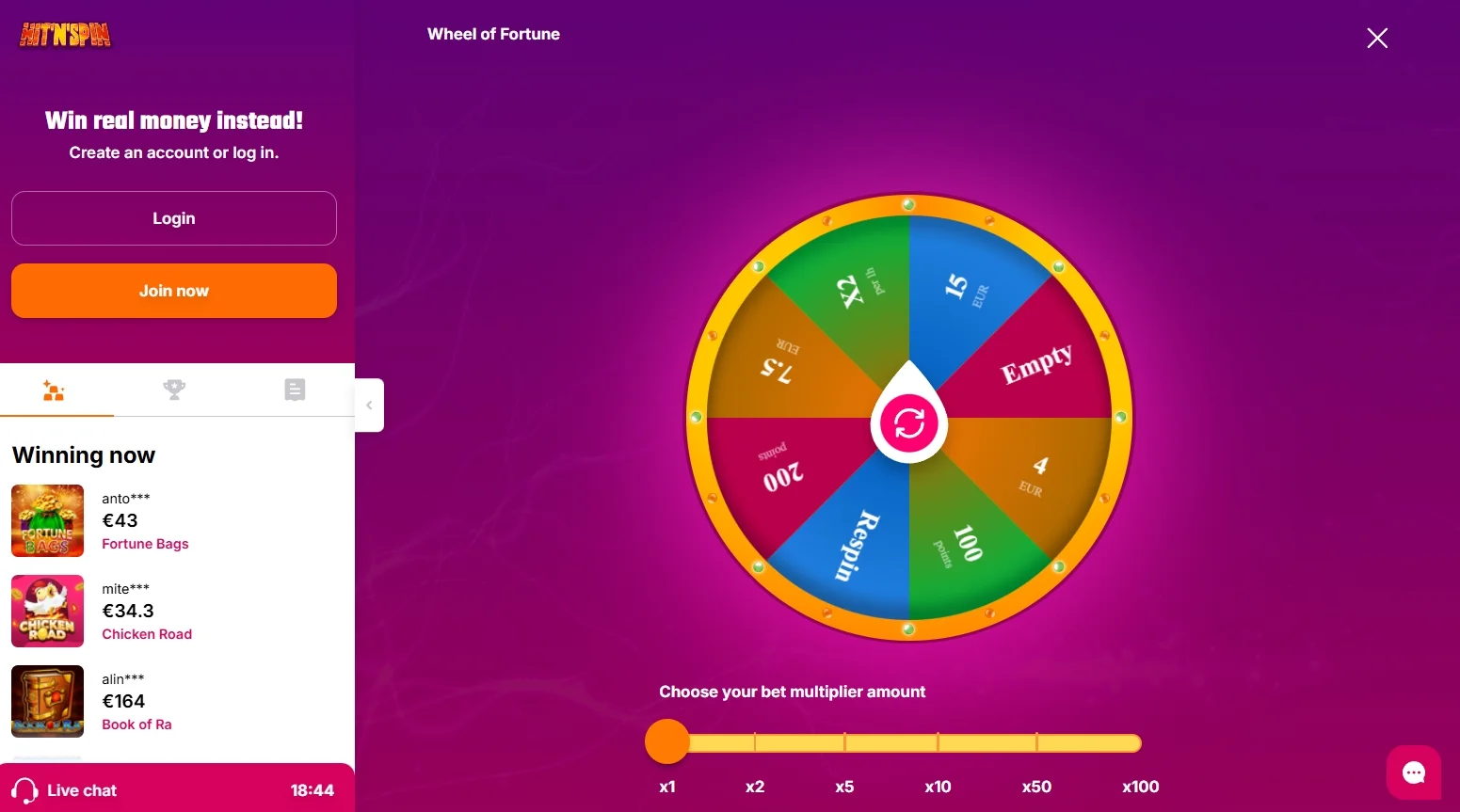 hitnspin wheel