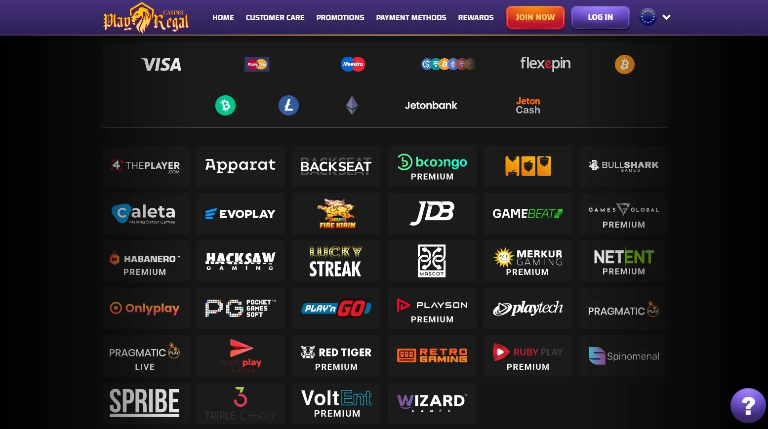 PlayRegal Casino providers